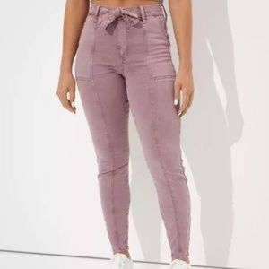 American Eagle Hi-Rise Belted Jegging Dusty Mauve Size 10